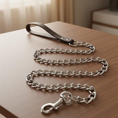 Laisse-chien-Cello-modele-de-la-chaine-sur-une-table