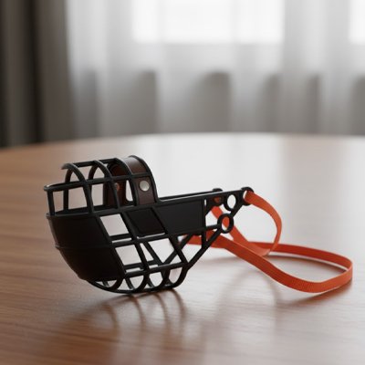 Muselière chien Scabbard modèle de la muselière noire sur une table