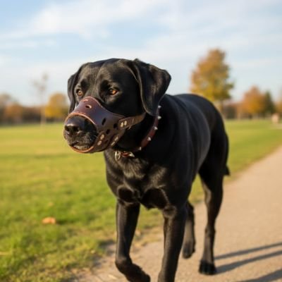 Muselière pour chien Notbite Labrador brun marche avec muselière brune