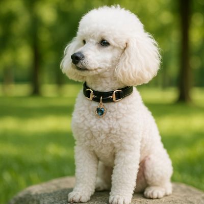 Collier pour chien petit coeur caniche noir