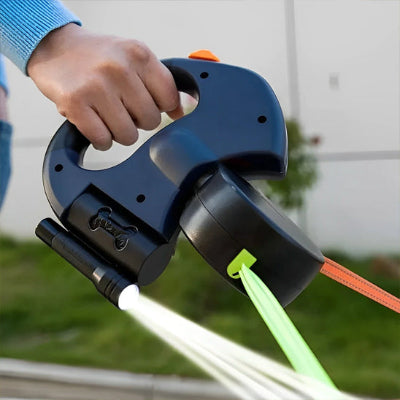 Laisse double pour chien Twin modele bleu