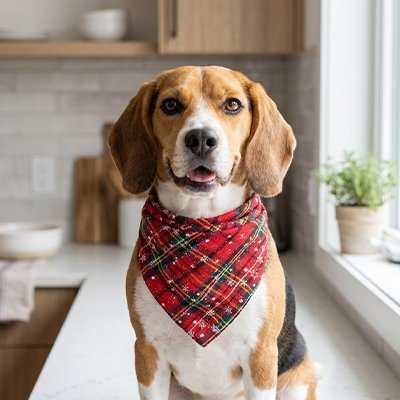 Bandana pour Chien Neige festif Beagle avec le bandana à son cou
