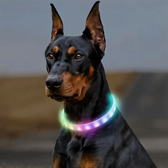 Collier lumineux chien Loumis Doberman avec collier multi-couleurs