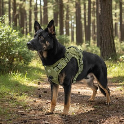 Harnais chien anti traction Commando berger sentier forêt modele vert kaki