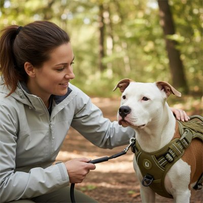 Harnais chien anti traction Commando Maîtresse flatte pitbull modele kaki 