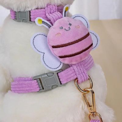 Harnais pour chien BeeStyle photo montrant le harnais rose de plus près