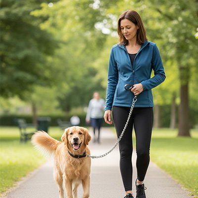 Laisse chien Cello Labrador se balade avec sa maîtresse