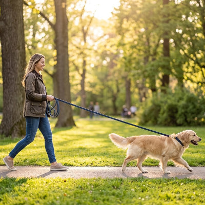 Longe pour Chien Averta bleu Labrador en ballade au parc