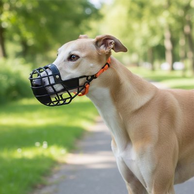 Muselière chien​ Scabbard Greyhound beige avec la muselière noire