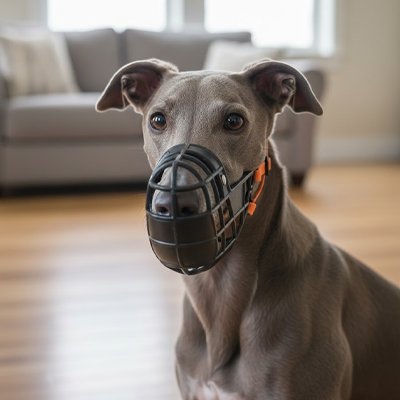 Muselière chien Scabbard un Greyhound avec la muselière noire