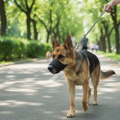 Muselière pour chien​ Egide Berger Allemand avec muselière au parc