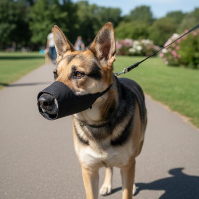 Muselière pour chien​ Égide Berger Allemand en laisse avec muselière noire