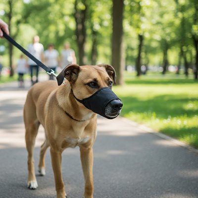 Muselière pour chien​ Egide Chien en laisse avec muselière noir