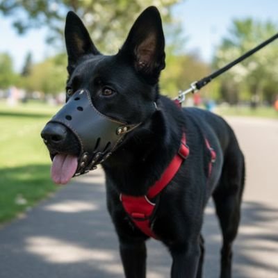 Muselière pour chien​ Notbite Berger allemand noir avec muselière noire